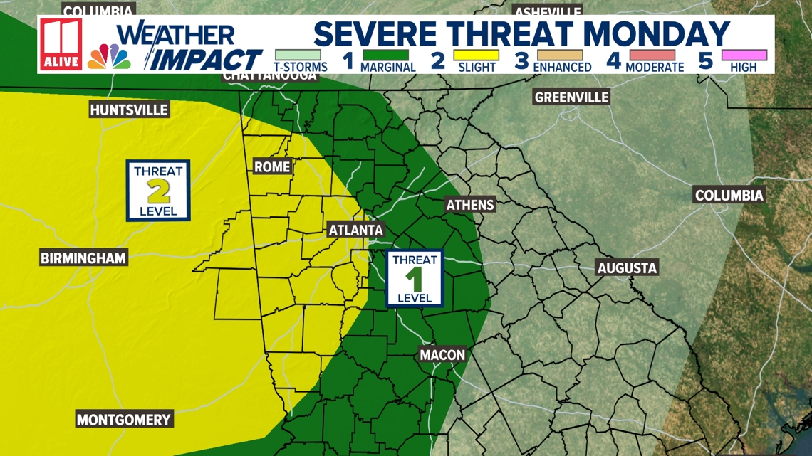 Weather Impact Alert | Strong to severe storms are possible Monday ...
