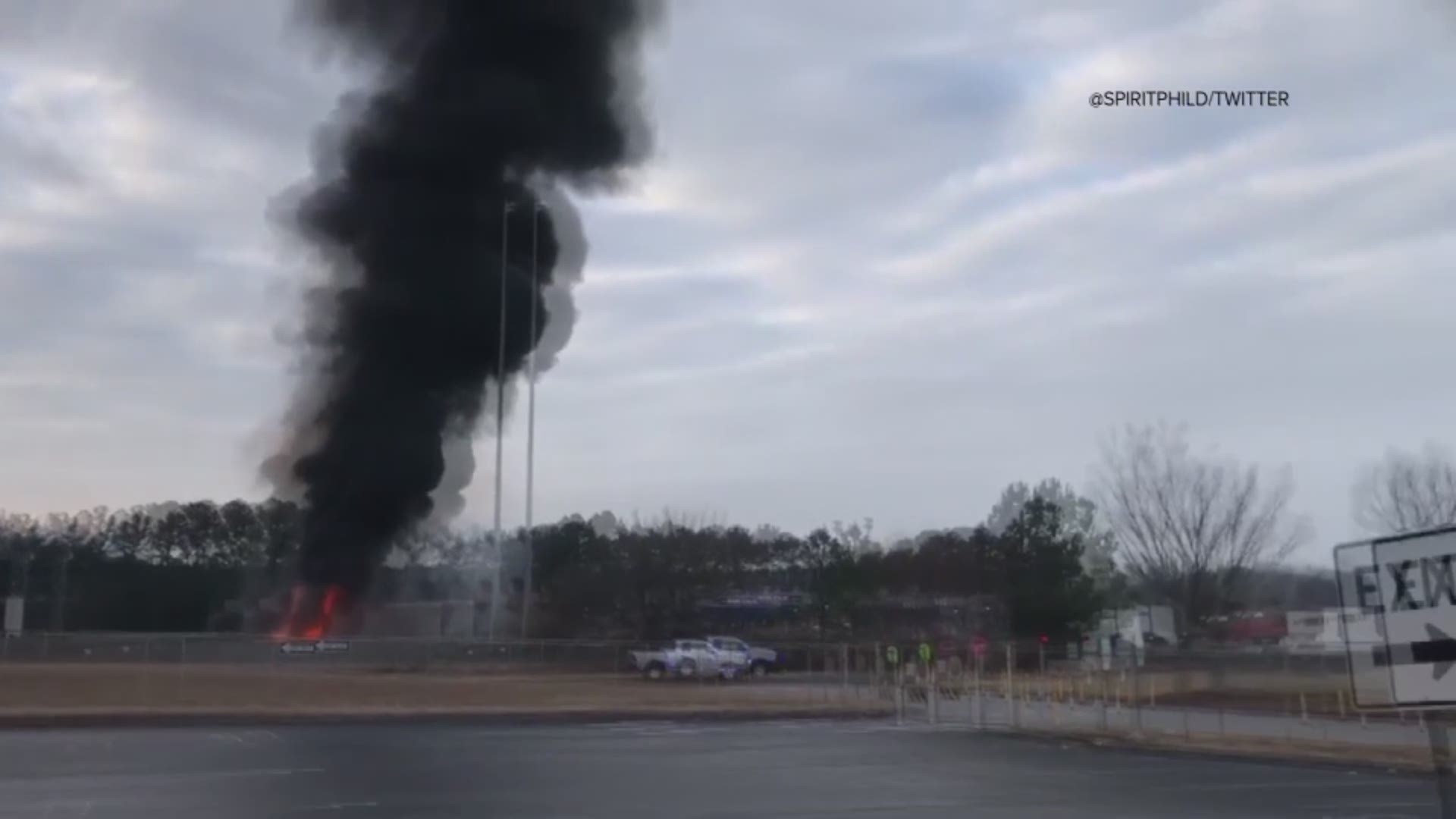 A viewer captured this secondary explosion from a massive I-85 fire north of Atlanta in Gwinnett County.