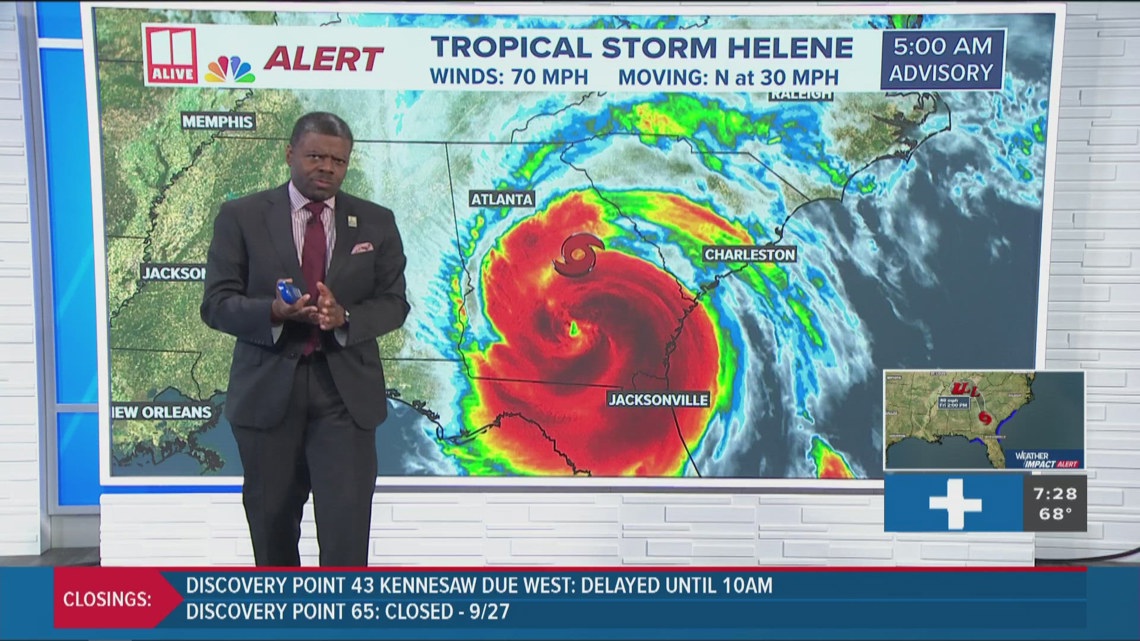 Tropical Storm Helene starting to move outside of Georiga | Gusty winds ...