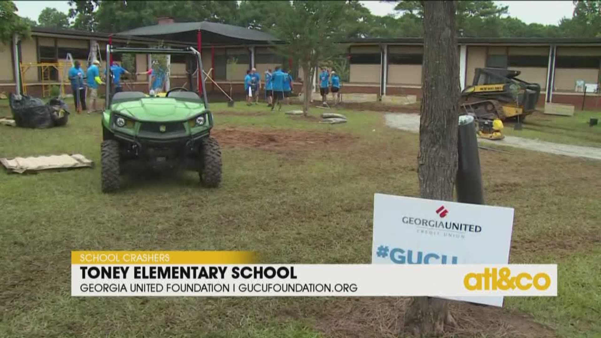 Cara Kneer is with Georgia United Credit Union at their annual School Crashers event, this year revitalizing Toney Elementary.
