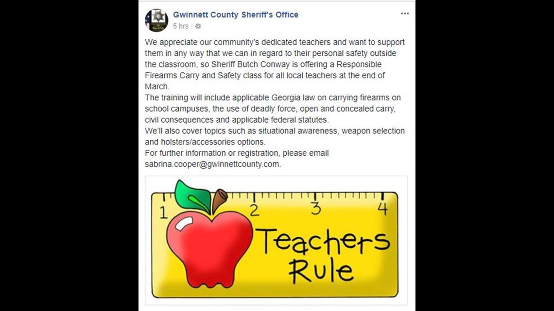 sheriff to offer gun safety classes to teachers, Facebook