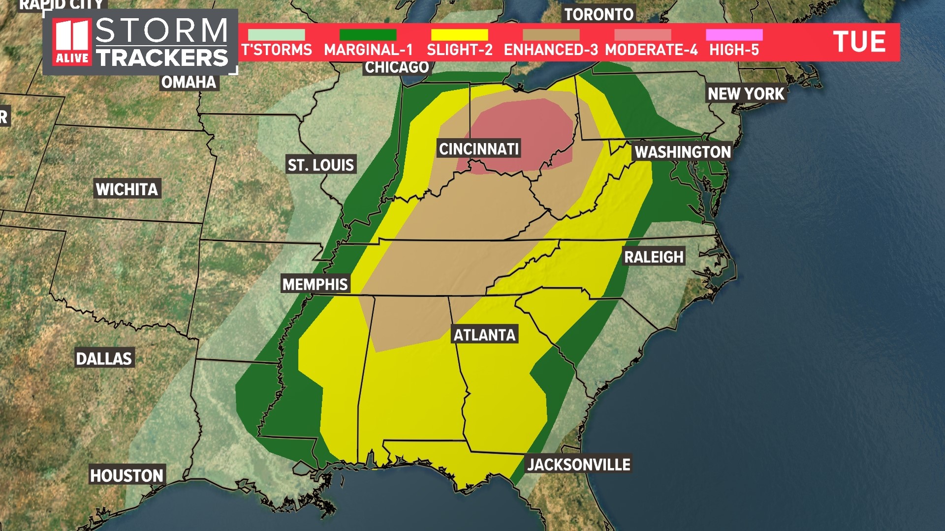 Damaging winds will be our primary severe weather threat