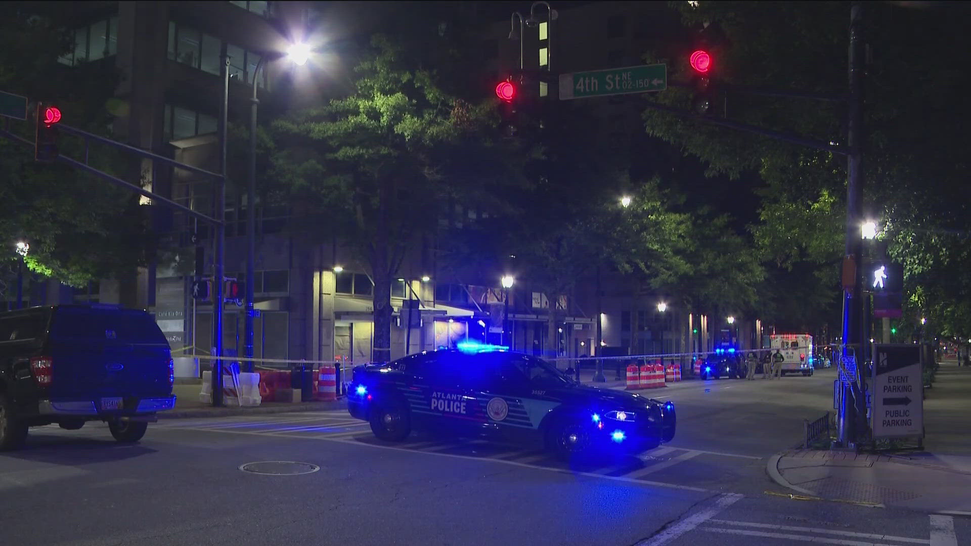 A man is in custody after he was shot by an Atlanta Police officer who was responding to a domestic dispute in Midtown on Saturday night.