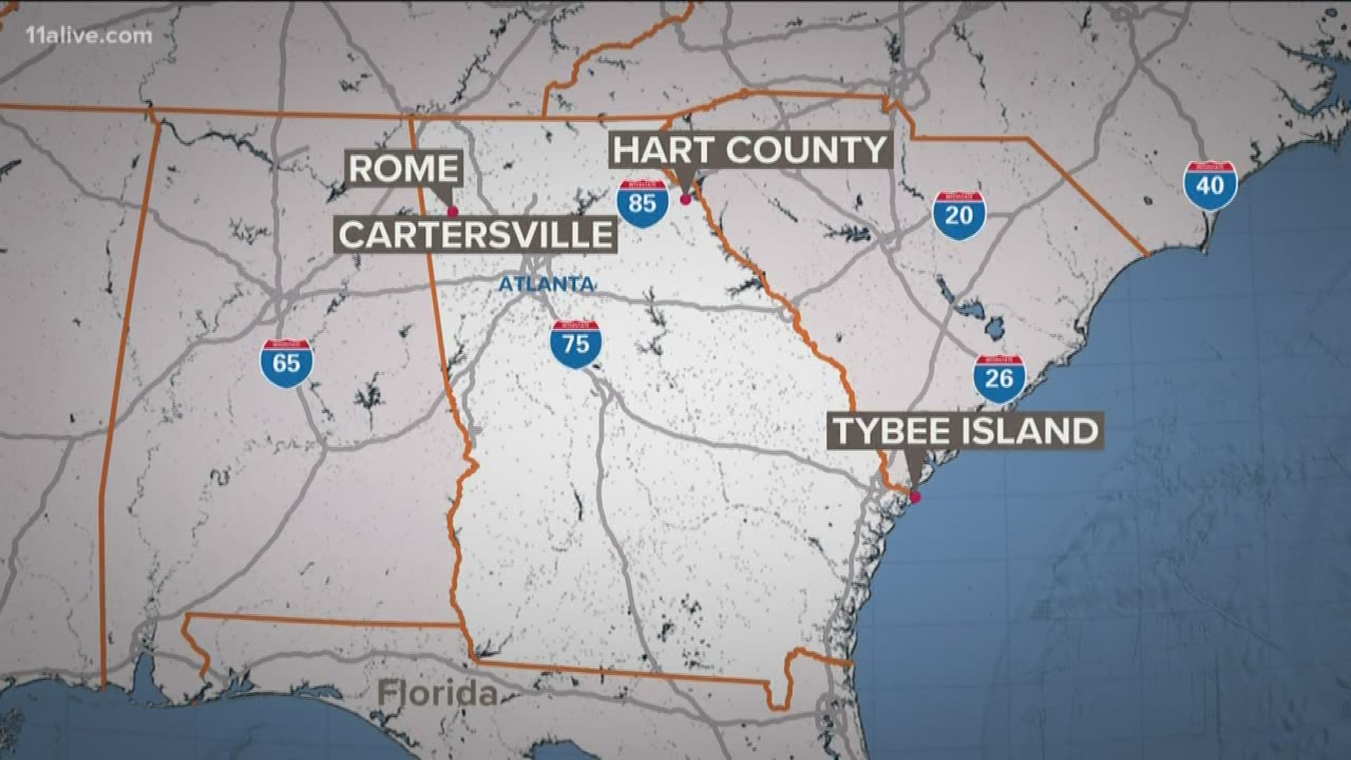 The Atlanta Business Reports Rome, Cartersville, Tybee Island, and Hart County are suing the company.
