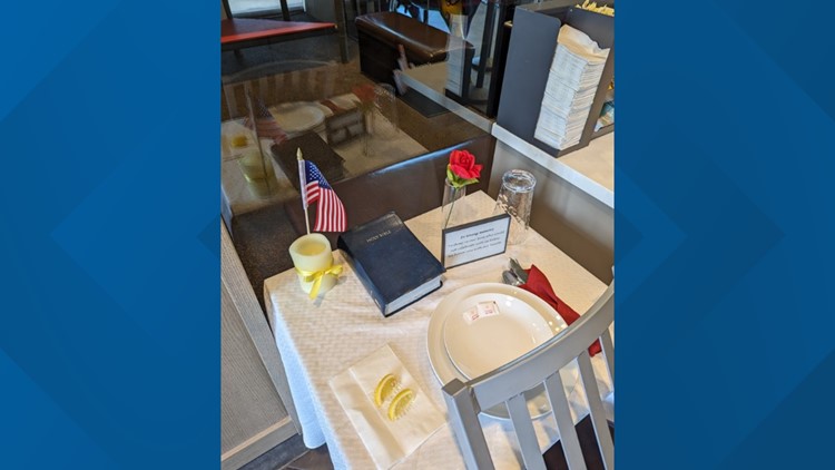 Chick-fil-A in Covington puts out remembrance table for Memorial Day