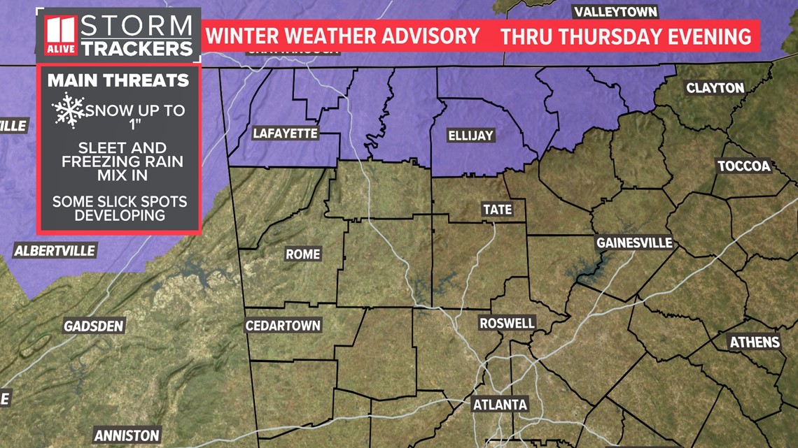 Winter Weather Advisory, Snow North GA | 11alive.com