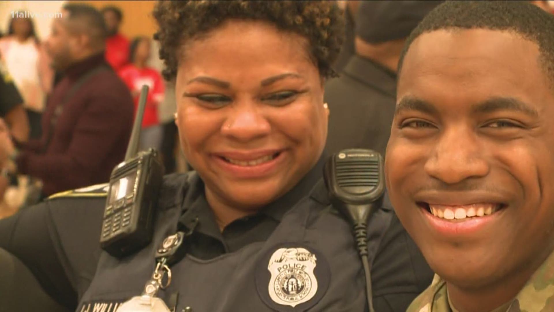 He hadn't seen his mom, who is a resource officer at Therrell High School, in two years