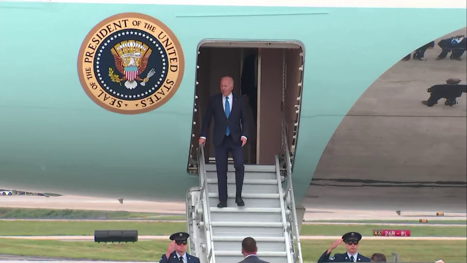 Biden flew into the city on Saturday