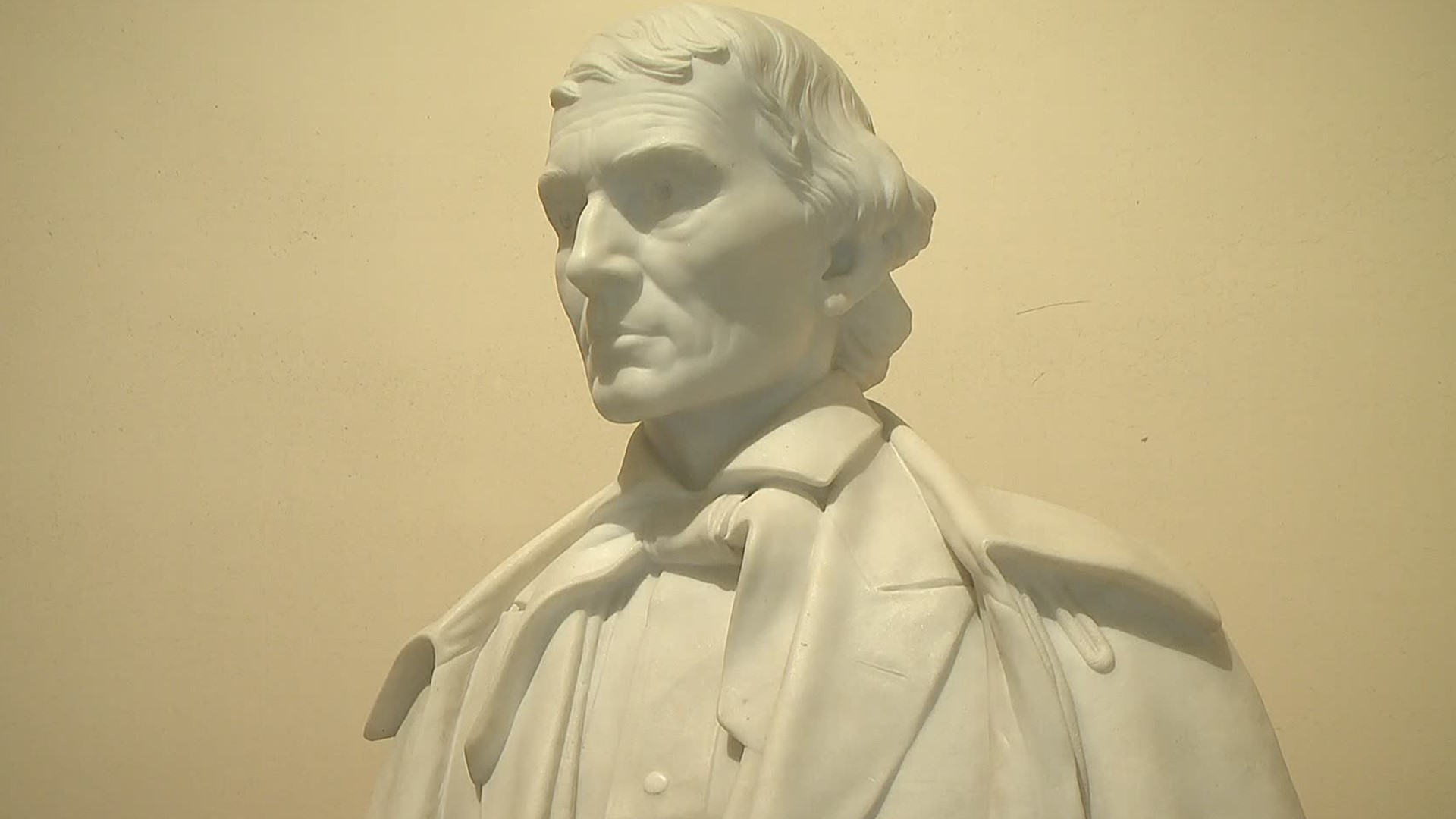 The oversized painting of Alexander Stephens, hanging high in the rotunda, is easy to overlook.  A few feet away, there's also a bust of Stephens.