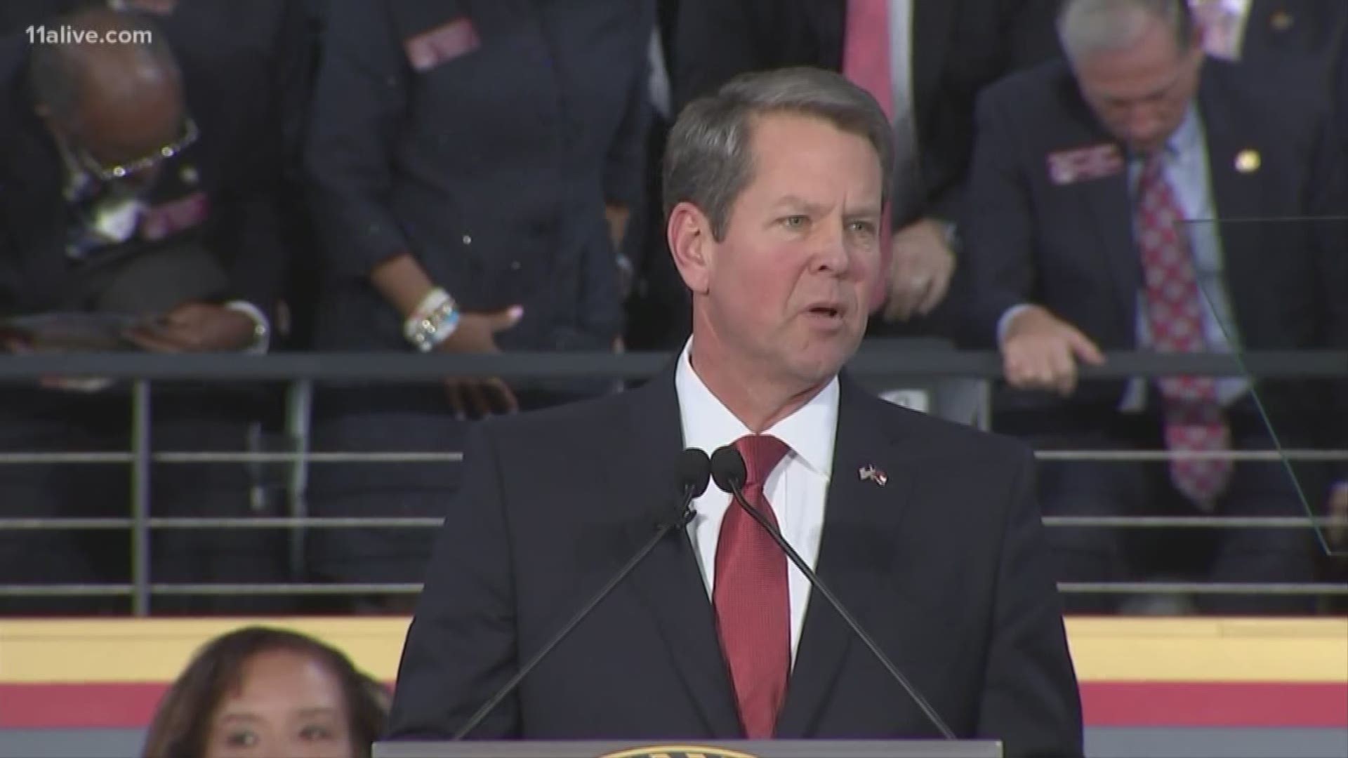 In his inauguration speech, Governor Brian Kemp outlined his plans to build up rural Georgia and the economy, his promise to support teachers and crack down on drugs.