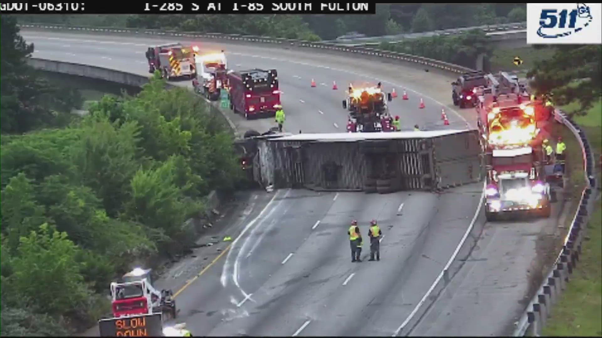 Tractor Trailer Crash, All Lanes On I-285 Near Airport Closed | 11alive.com