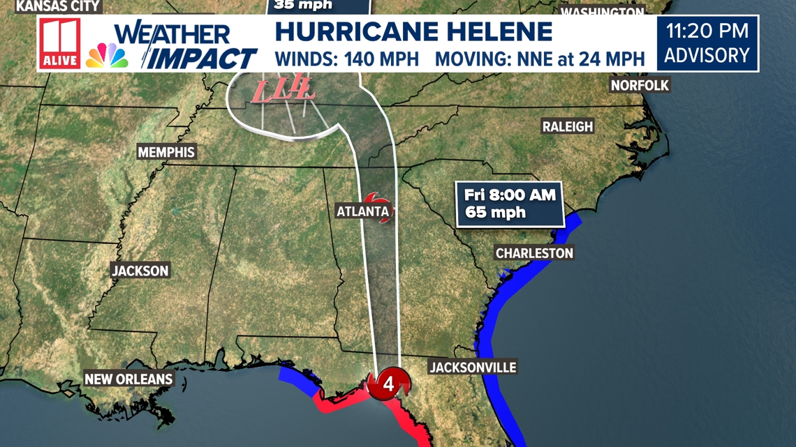 Where is Hurricane Helene right now? When will it hit Atlanta 