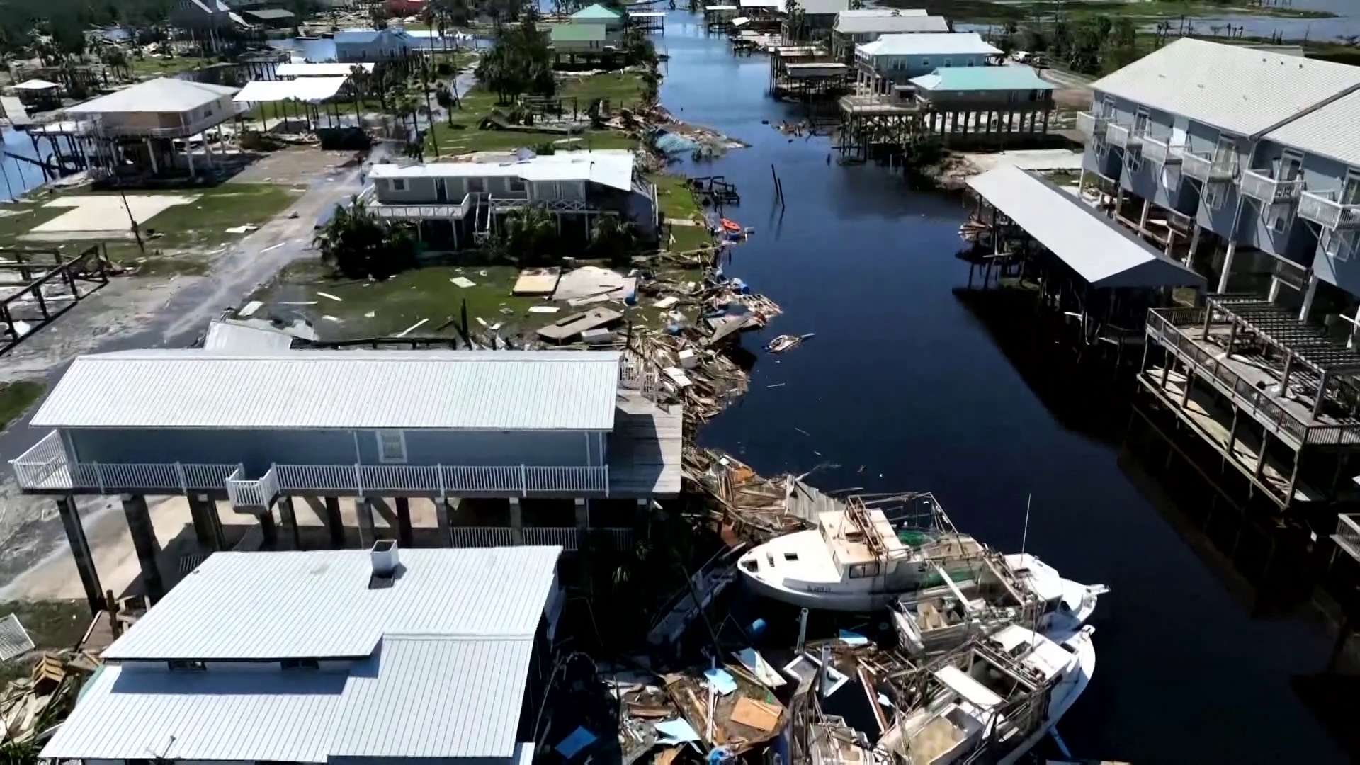 Here's raw video of damage in Taylor County, Florida. Homes on the water were completely demolished.