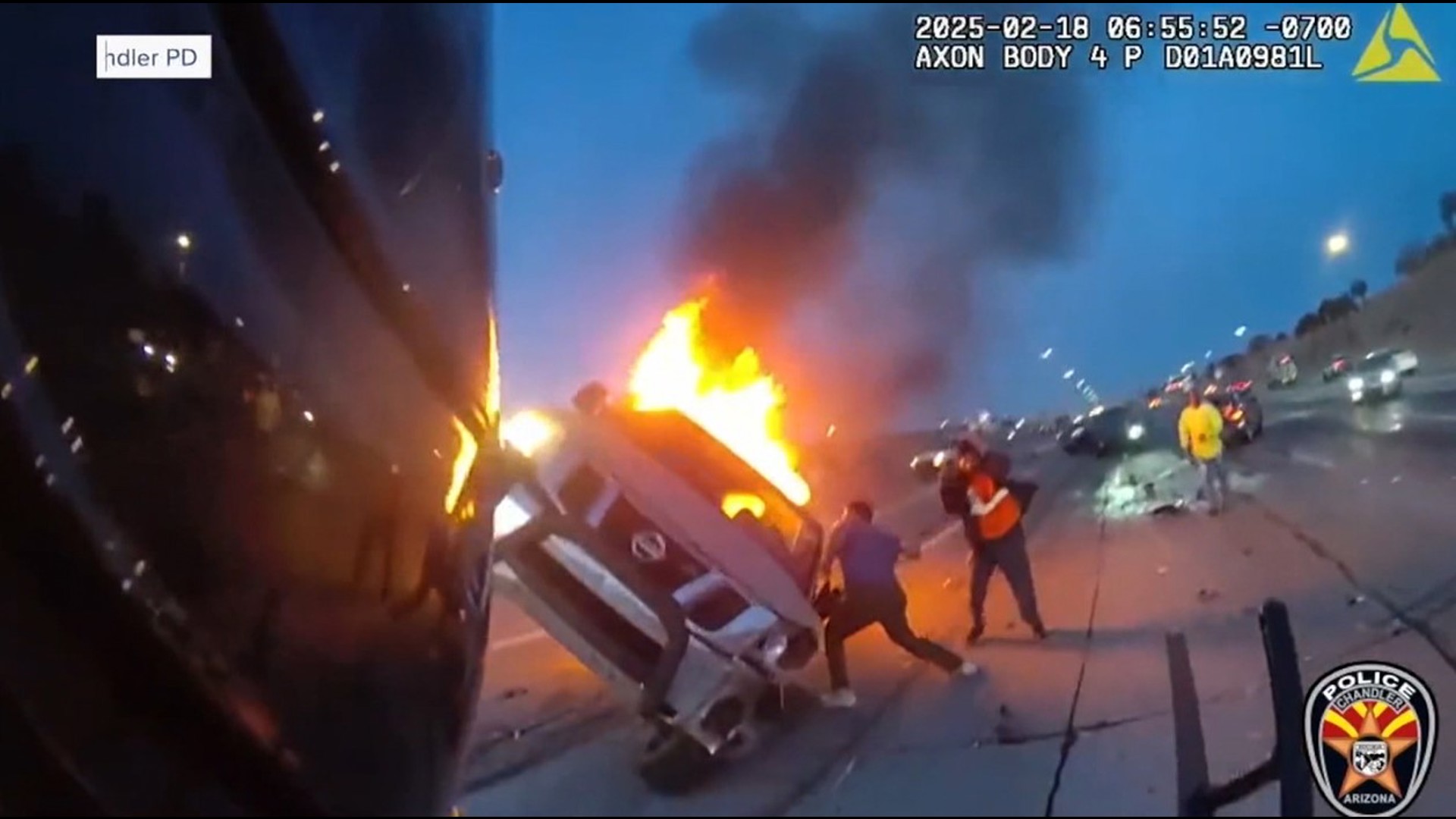 Bodycam video shows fiery crash rescue in Arizona | 11alive.com