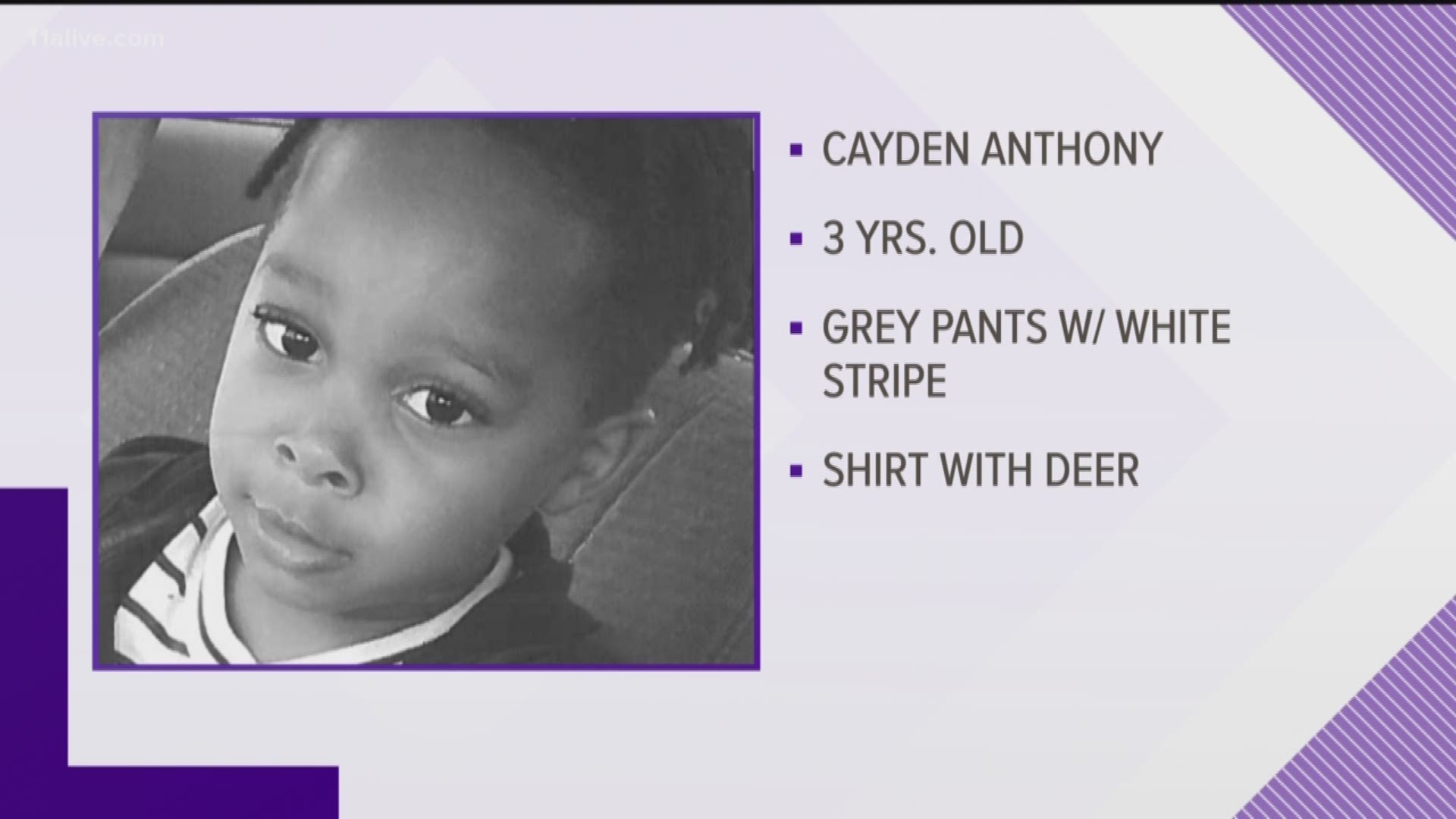 Authorities say Cayden Anthony was taken by Curtis Bernard Hall around 9:30 a.m. Tuesday.