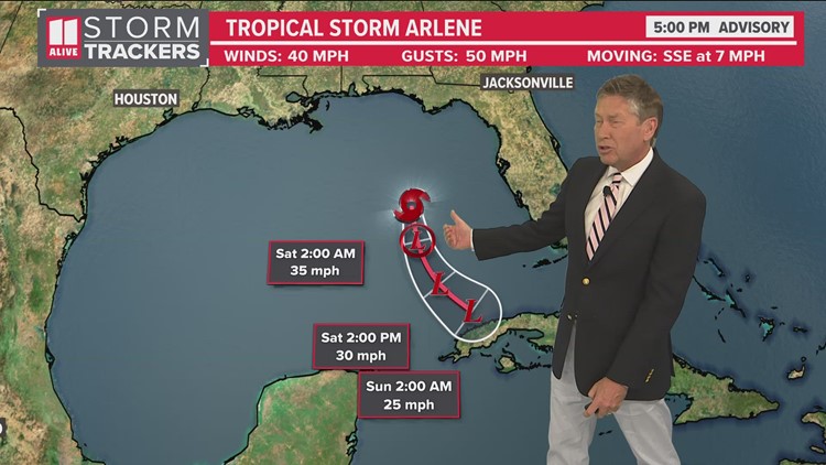 Tracking Tropical Storm Arlene near Florida Penisula