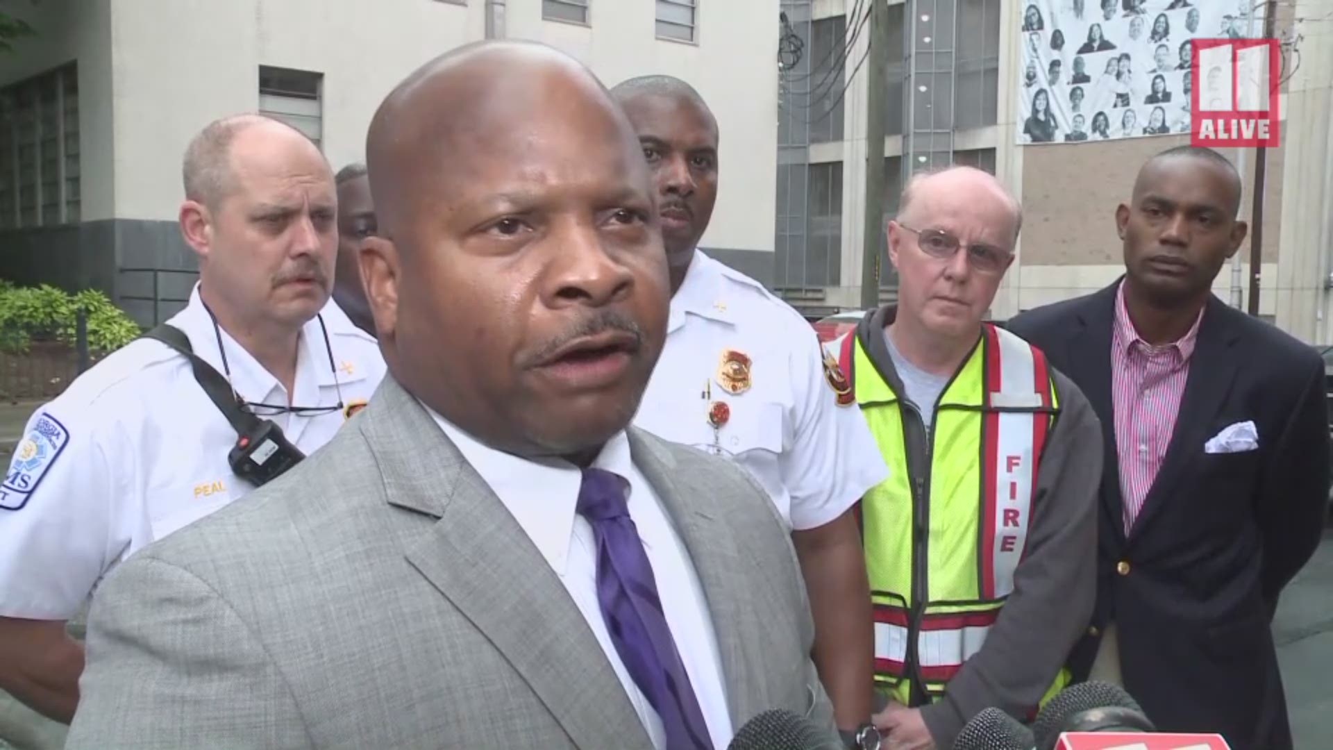 Atlanta Fire Chief Randall Slaughter provided an update Sunday morning on a fire sergeant who was seriously injured as he responded to a wreck on I-85 at Cleveland Avenue. The sergeant was struck by another vehicle as he stepped off of his the truck.