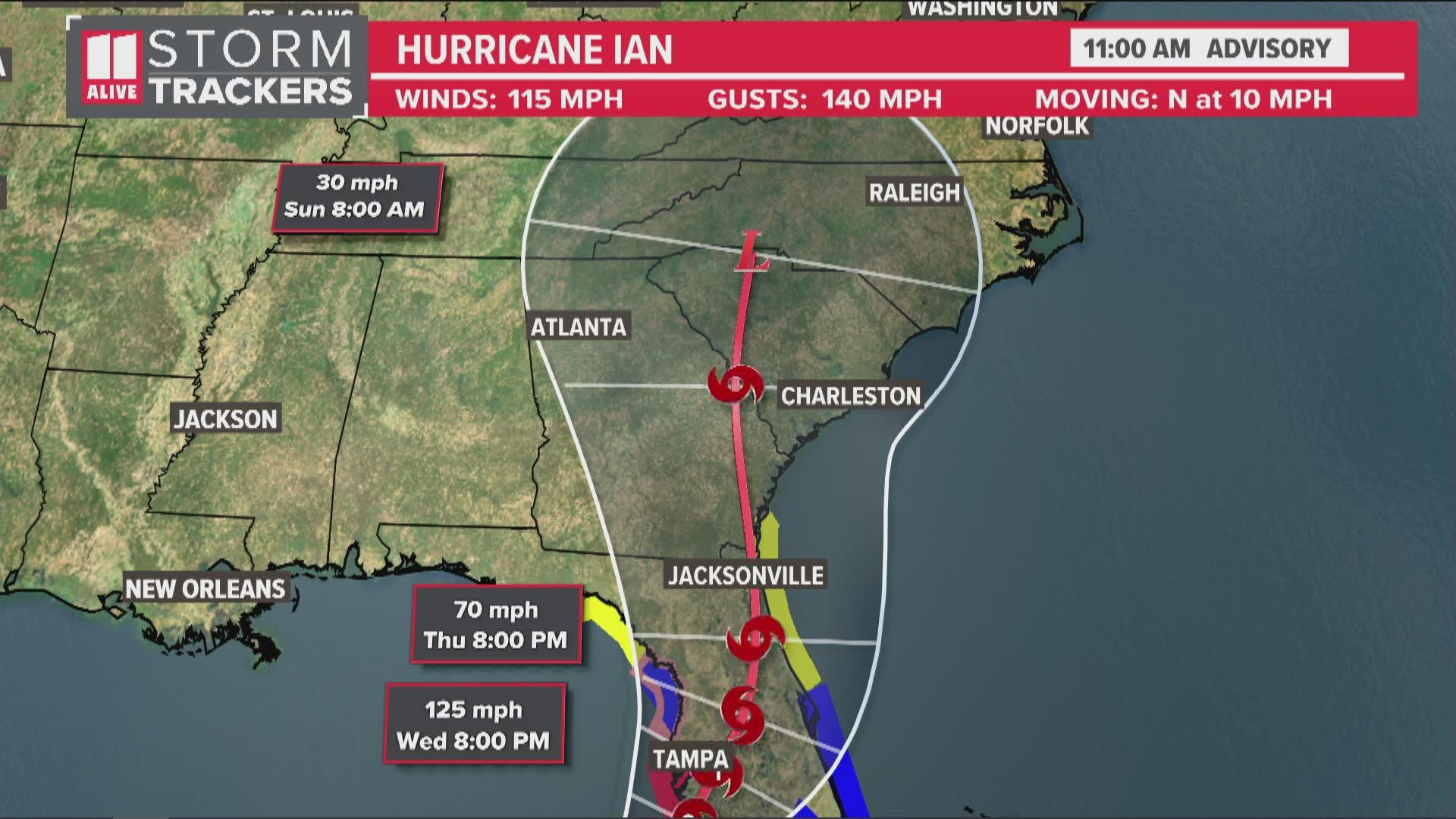 Ian intensified to a category three hurricane Tuesday morning.  It underwent rapid intensification late Sunday, becoming a hurricane early Monday.