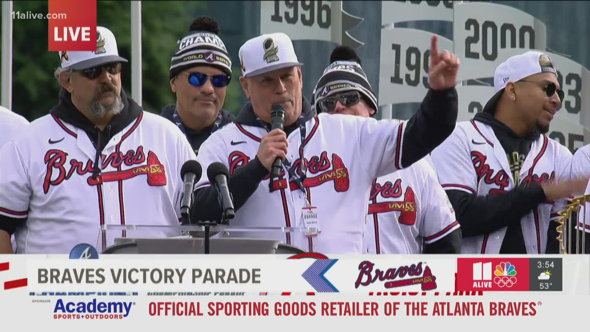 The Braves held a celebration at Truist Park after a parade in metro Atlanta.