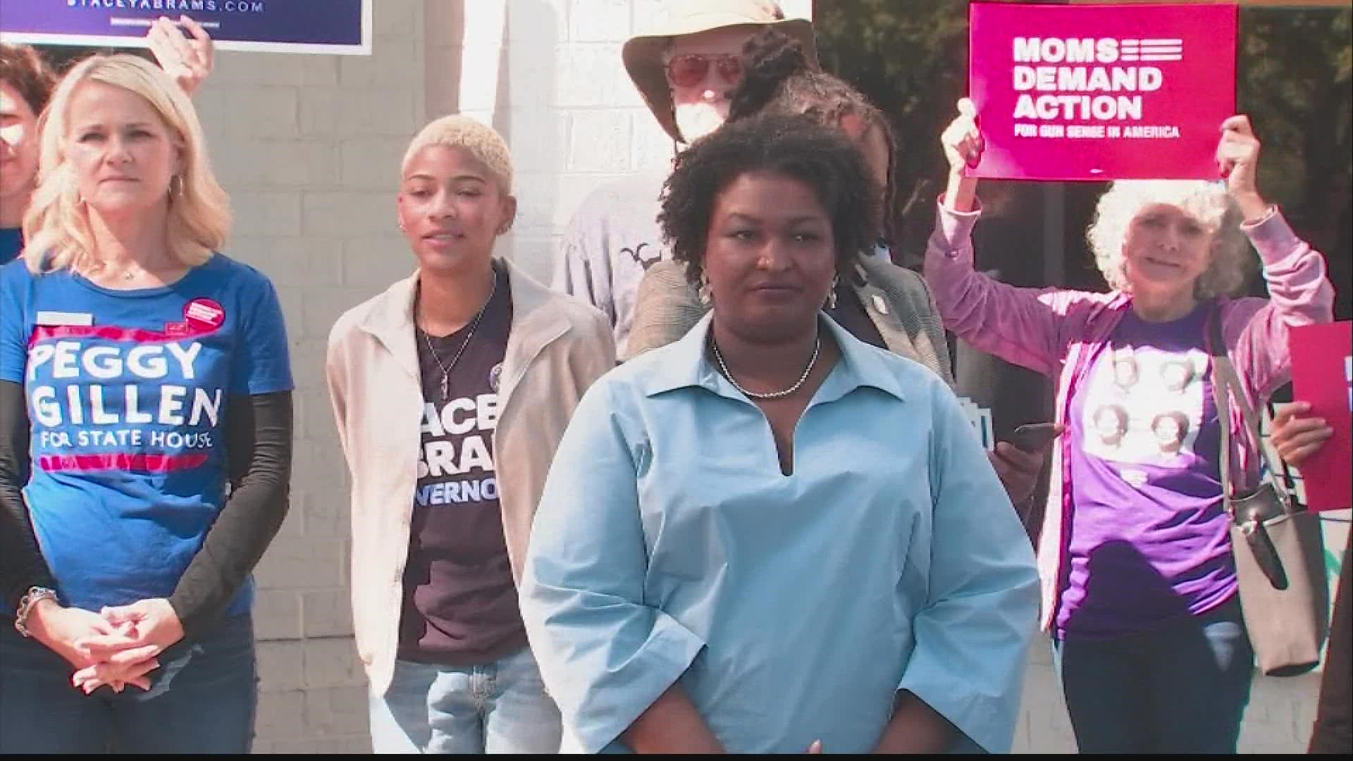 Stacey Abrams made a stop in Sandy Springs to speak out in favor of repealing certain concealed carry laws in Georgia.