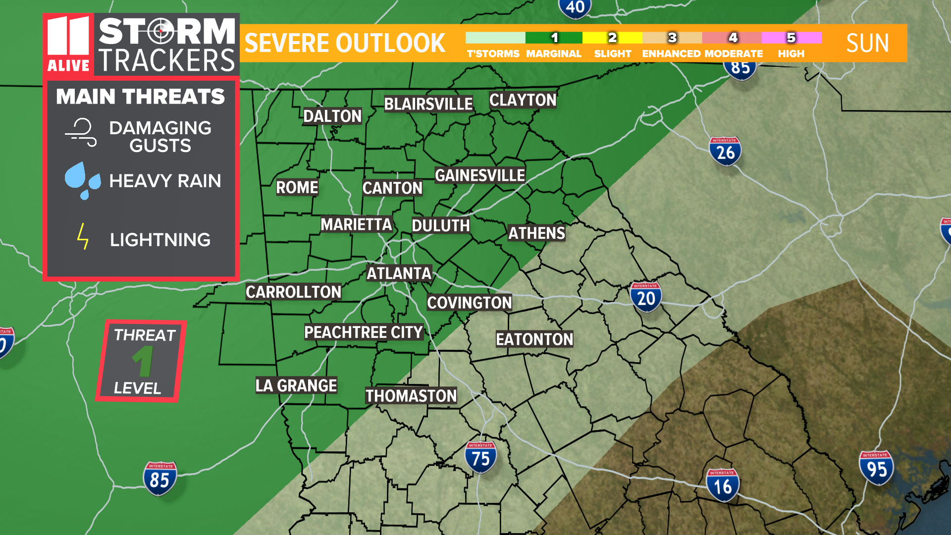 Severe weather possible Sunday in north Georgia | 11alive.com