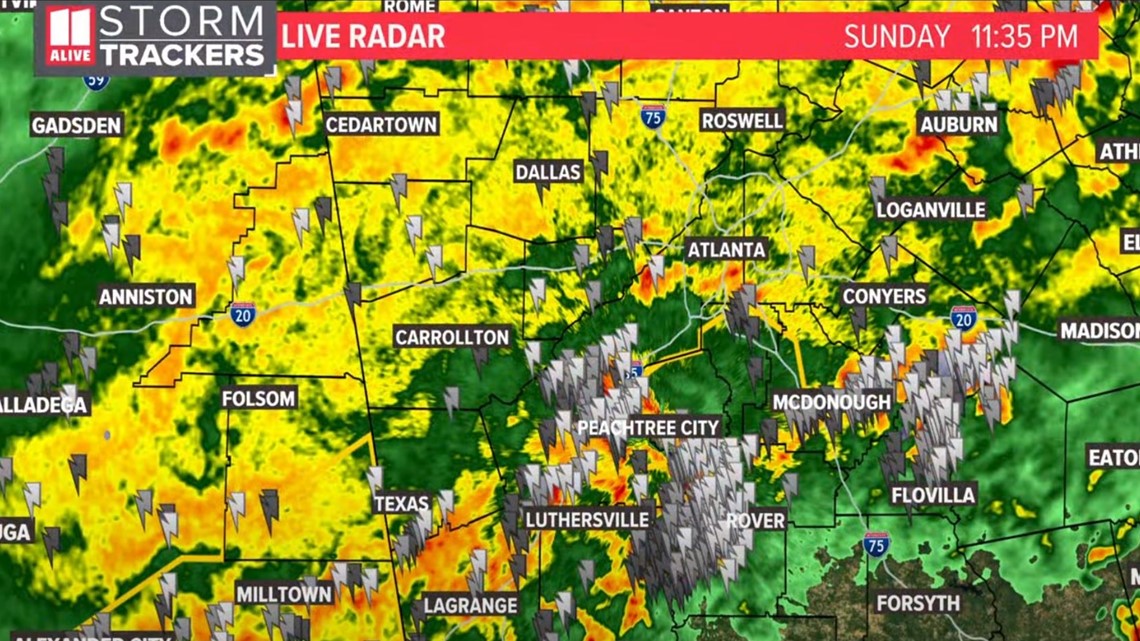 Severe thunderstorm warnings in metro Atlanta March 26