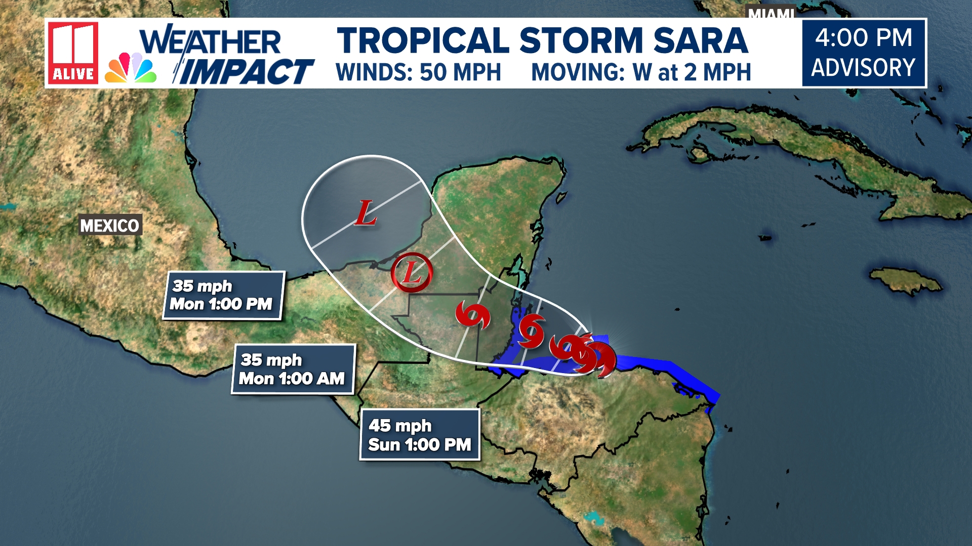 Tracking tropical storm Sara