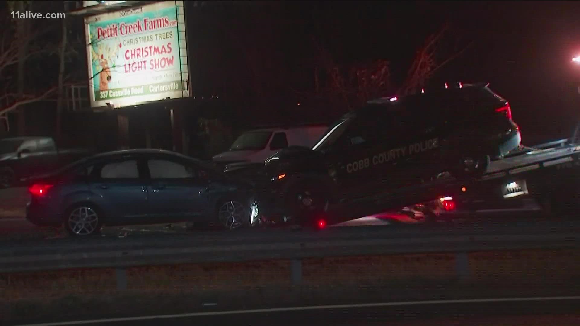 Video shows the two cars being towed away from the scene.