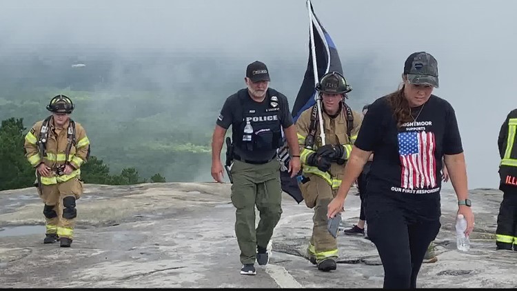 First responders scale Stone Mountain in emotional remembrance of heroes who died on 9/11