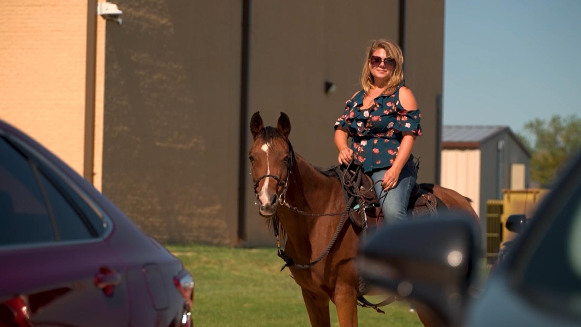 You don't see this every day in the school pickup line!