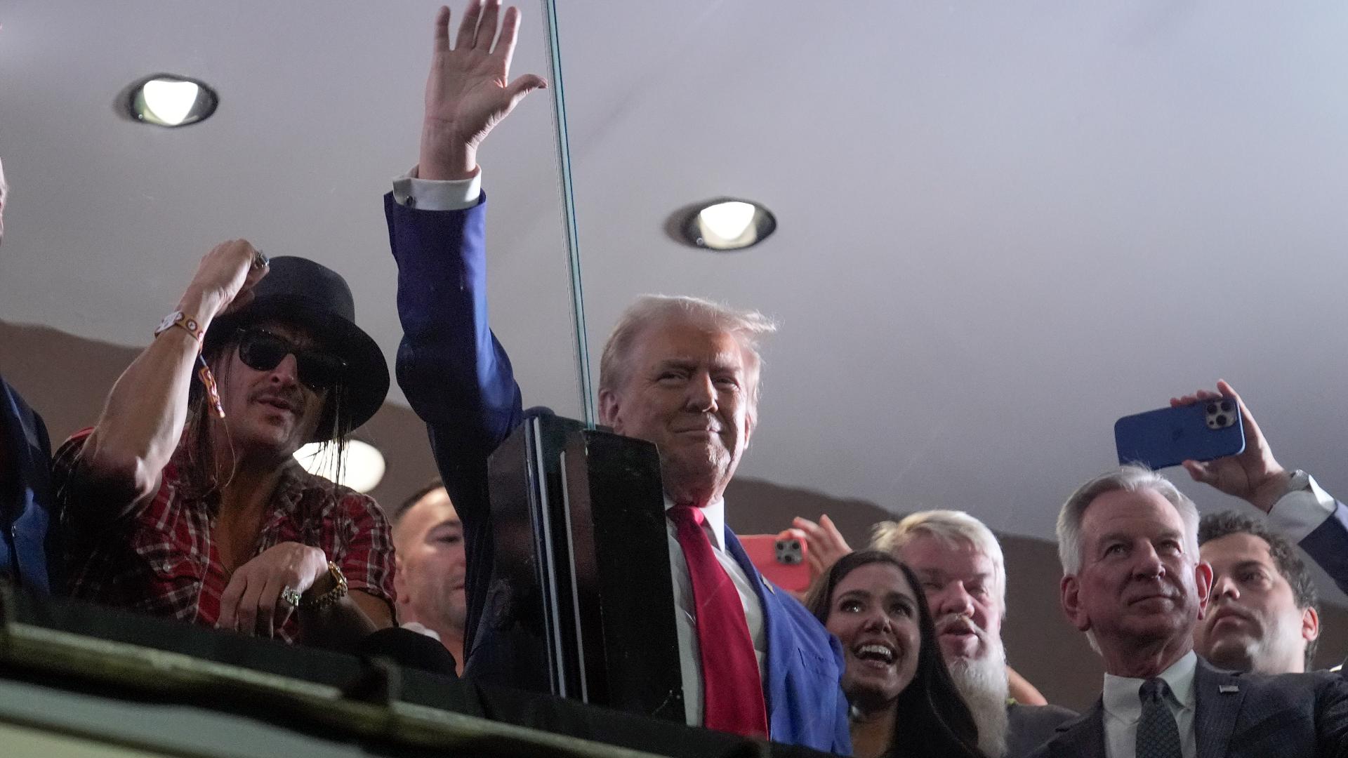 Former President Trump attended the Georgia-Alabama game in Tuscaloosa on Saturday night.