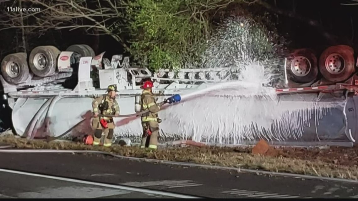 The tanker also leaked some gasoline prompting a report to the Georgia EPD.
