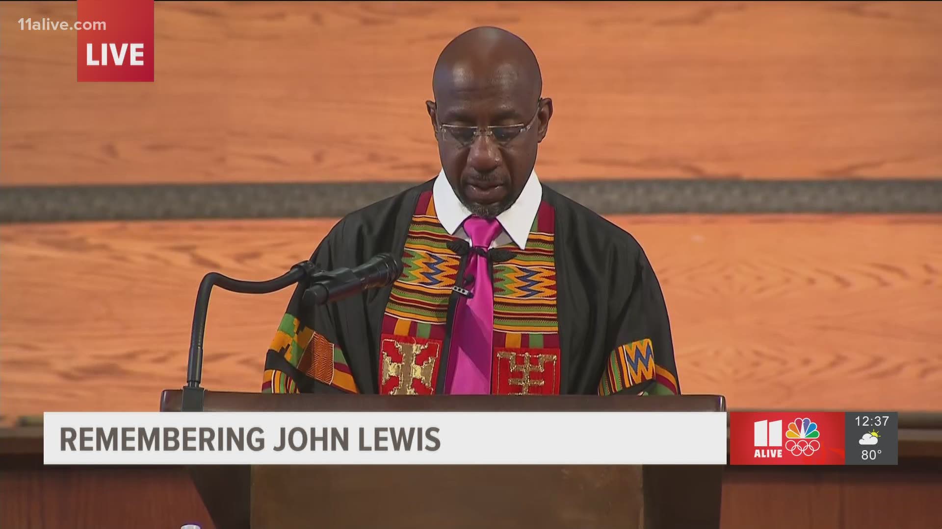 Rev. Raphael Warnock read the touching letter from the oldest living president.