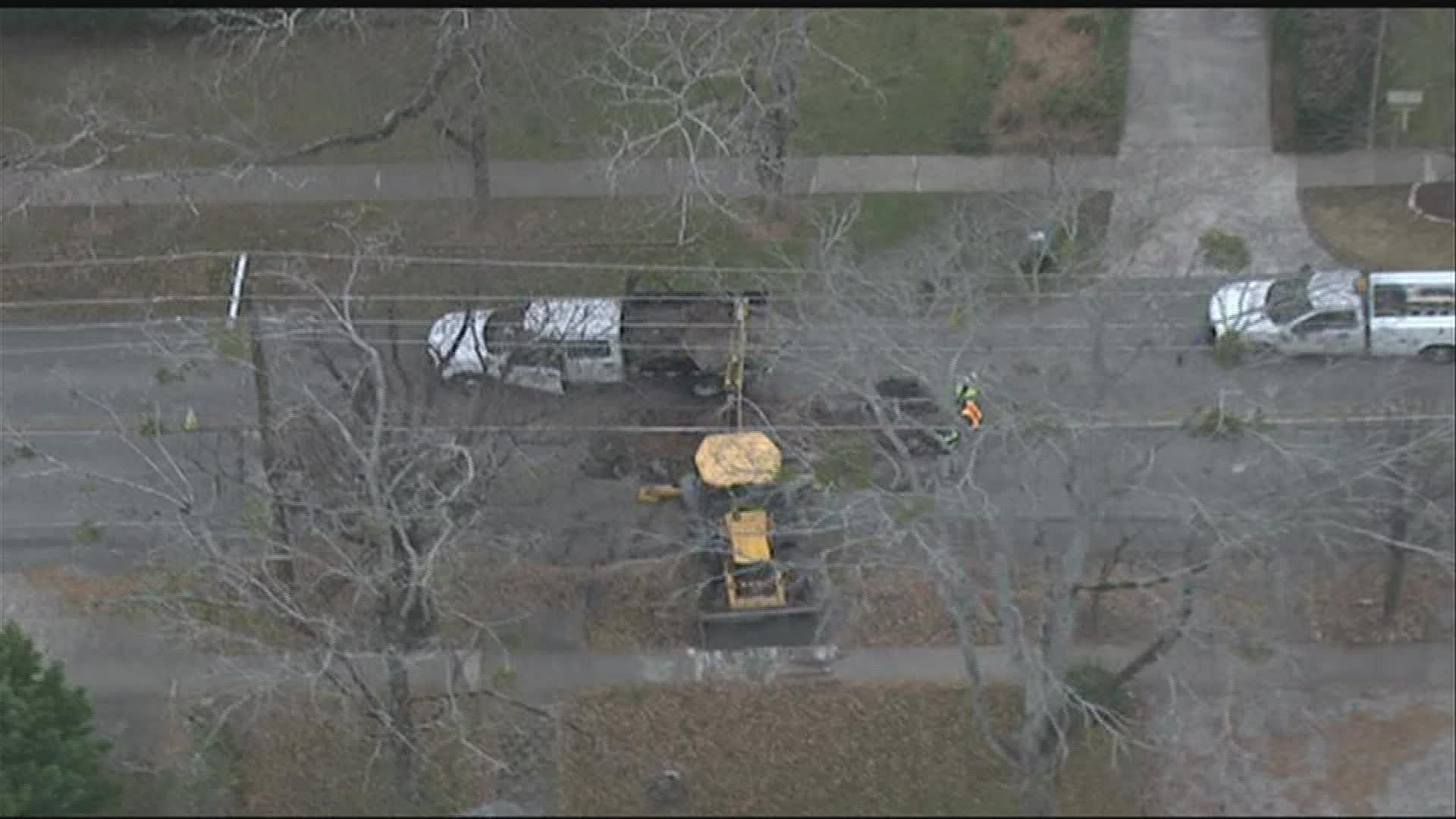 Norcross Police said North Peachtree Street is closed between Buchanan Drive and Sunset Drive.