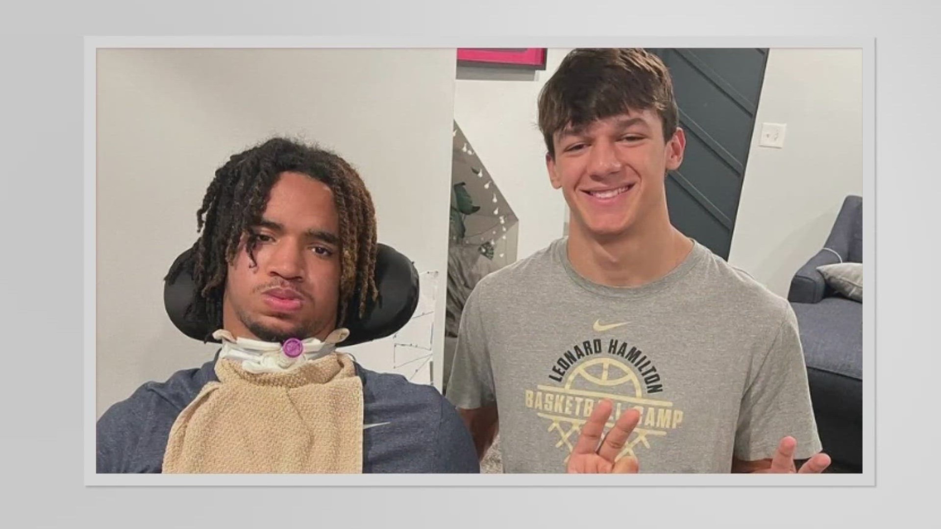Jordan Sloan suffered a traumatic brain injury while playing his homecoming football game. His best friend, Marcos San Miguel, continues to fight for his friend.