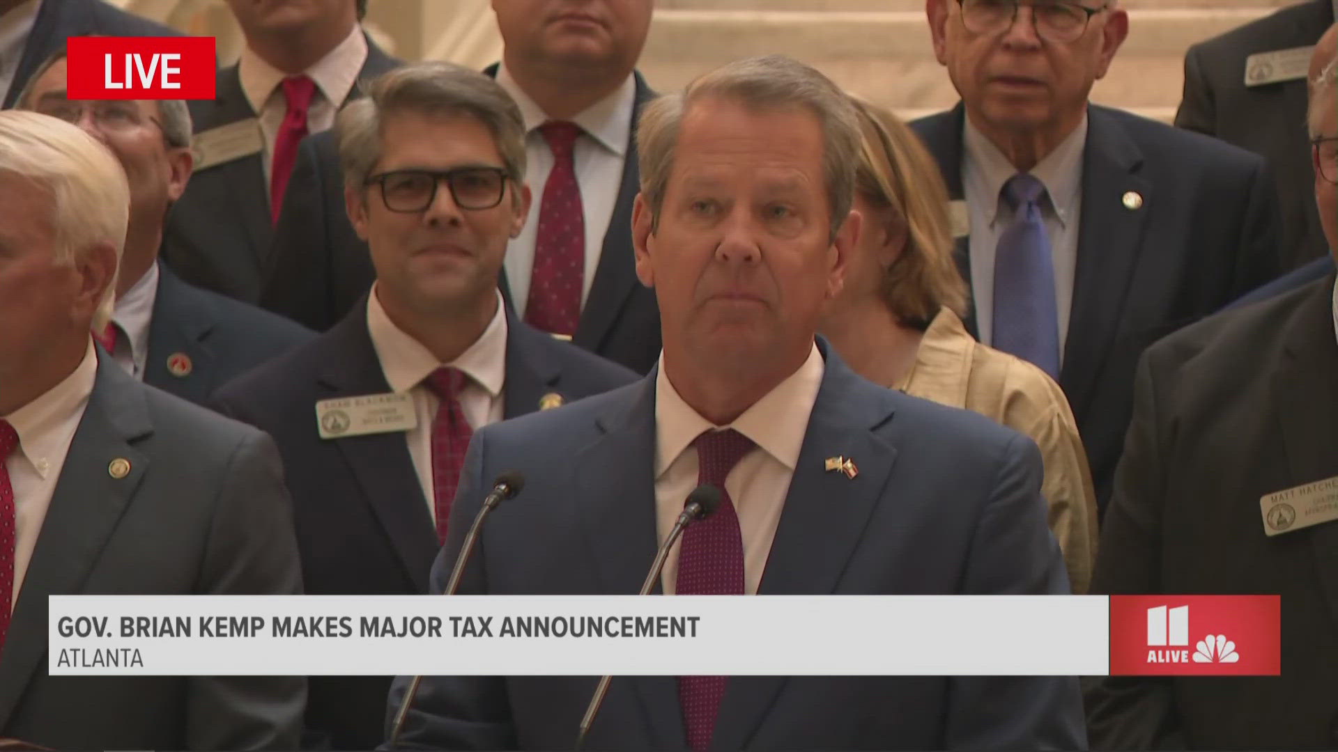 Kemp and other legislative members held a news conference at the Georgia State Capitol Building.