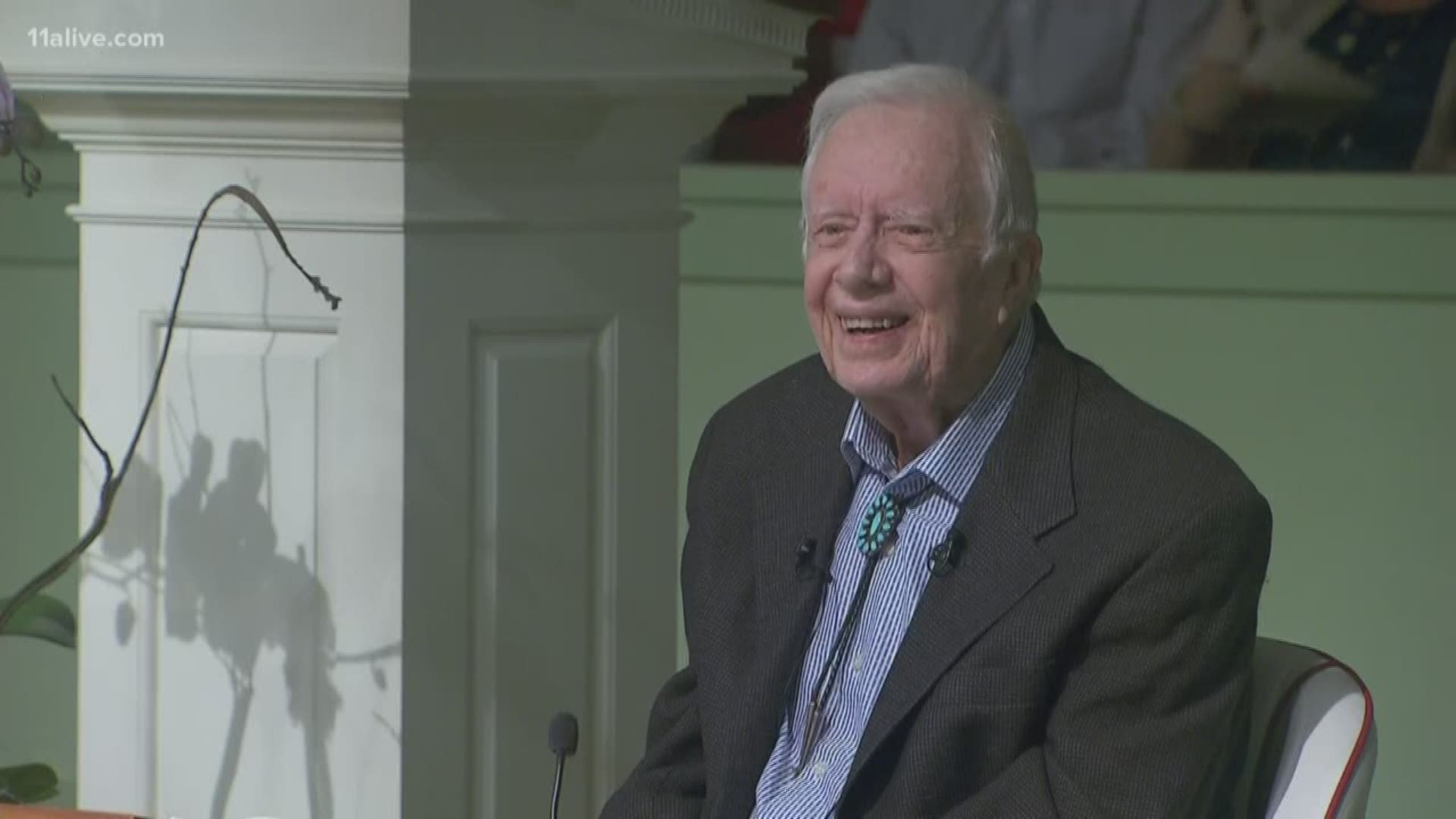 Former President Jimmy Carter returned to his regular spot at the head of his weekly Sunday School class this week. He normally teaches class at Maranatha Baptist Church in Plains, Ga., every Sunday morning, when his health and travels permit.