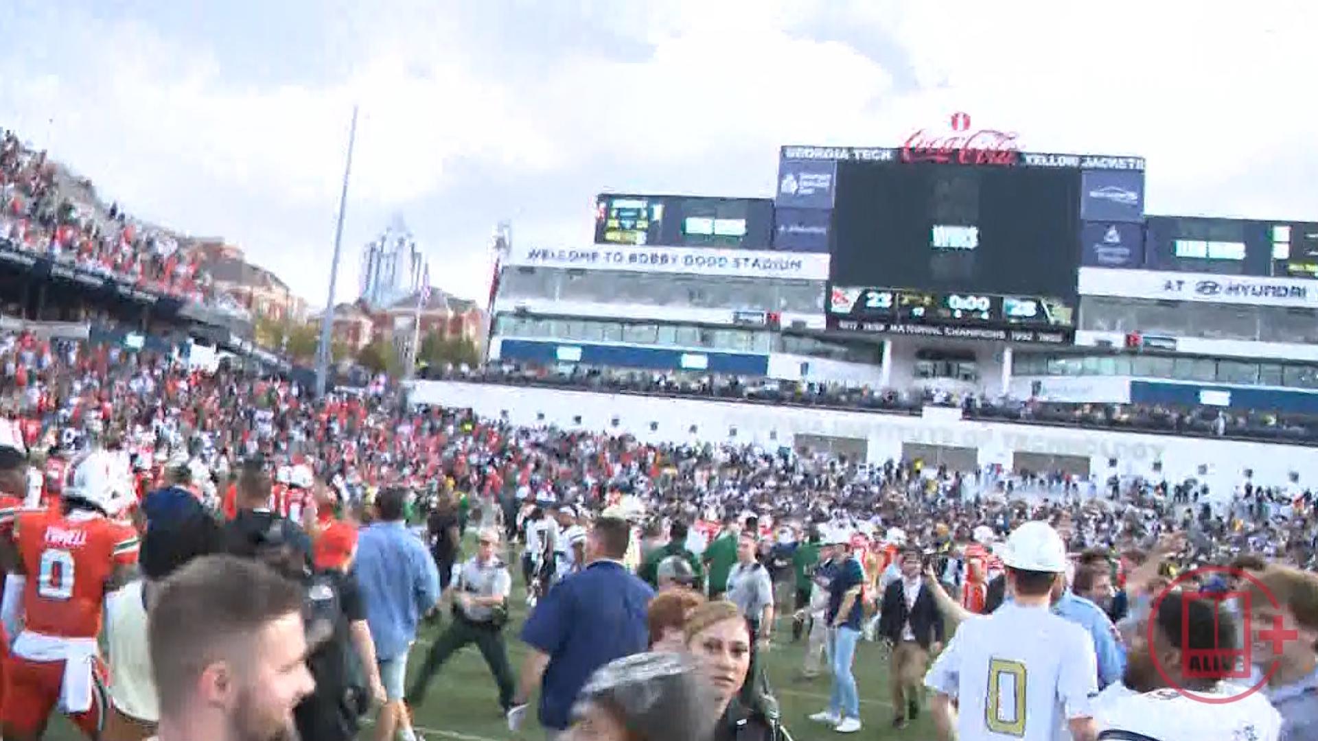 Georgia Tech took down No. 4 Miami in a massive upset on Saturday. Here's a look at what students and fans did after the game.