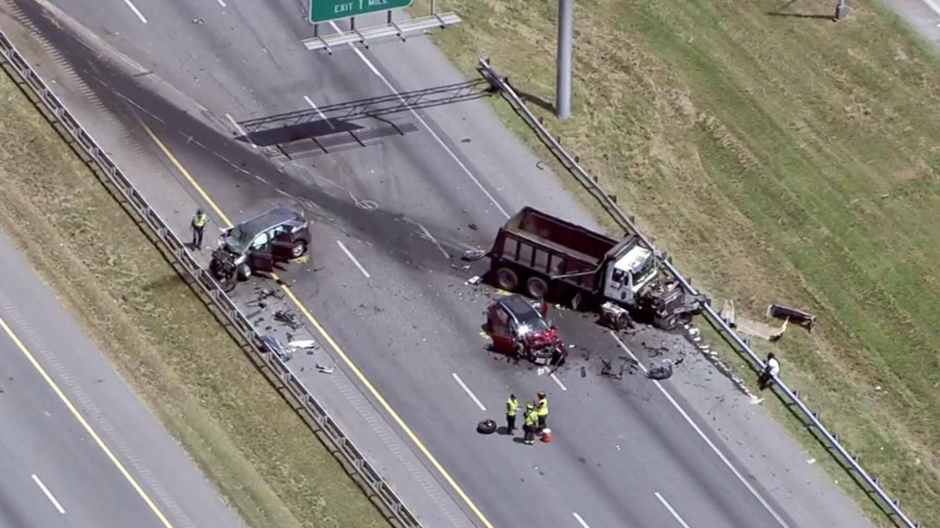 All lanes are shut down on I-20 east in Douglas County due to a crash Monday afternoon. 11Alive SkyTracker flew over the scene.