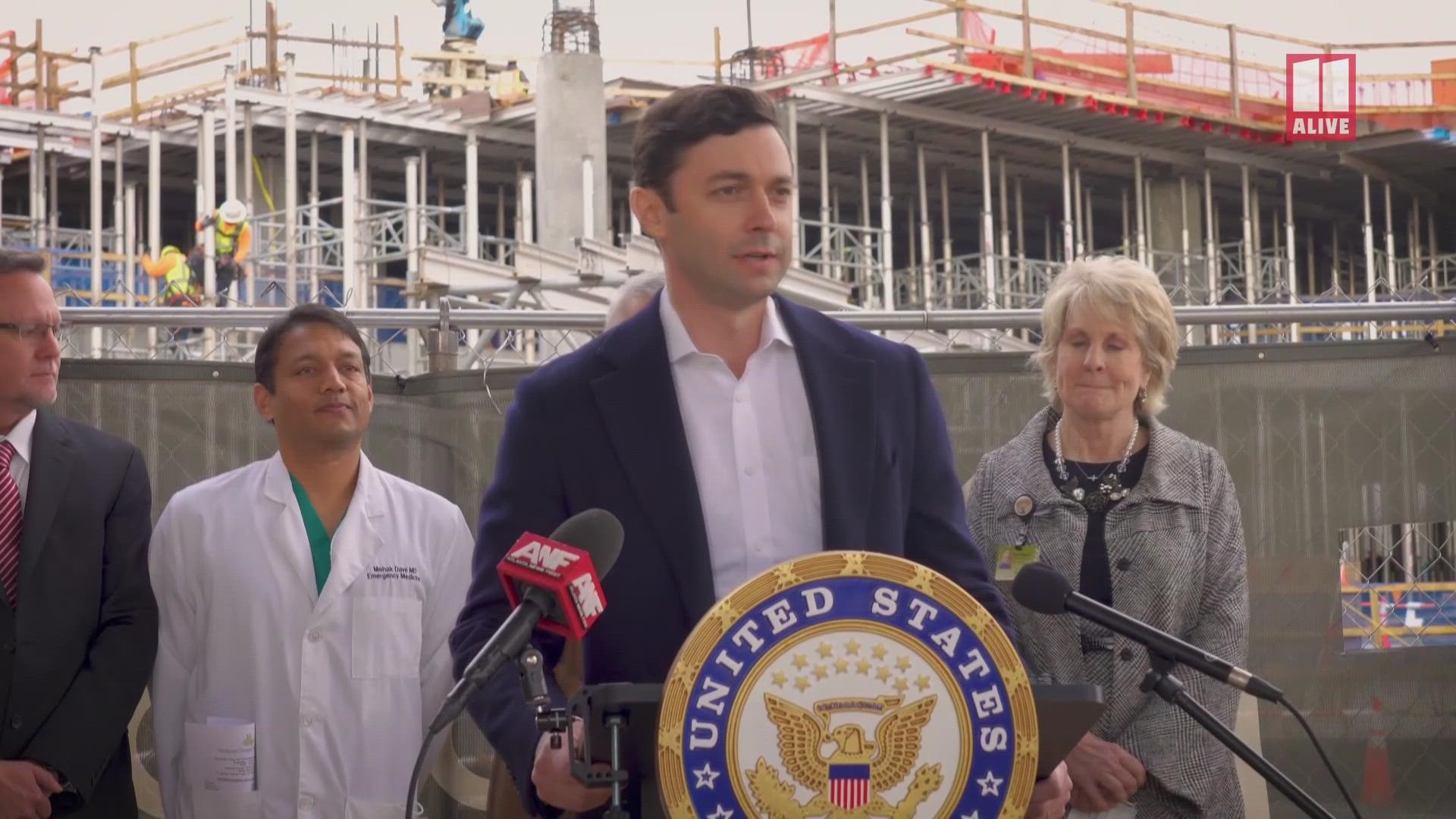 Sen. Jon Ossoff visited the Gainesville facility on Wednesday to announce his initiative to bring the medical center a helipad.