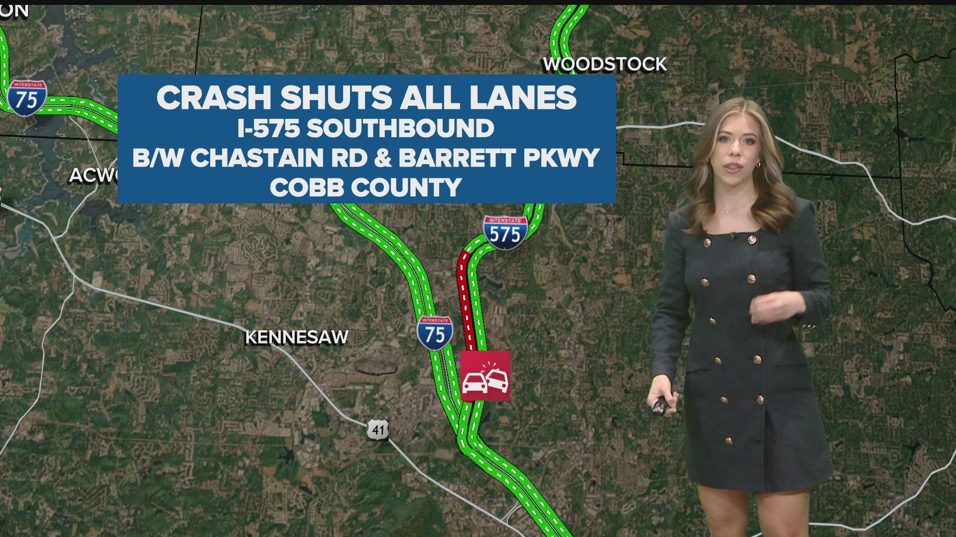 Crash closes all lanes on I-575 southbound in Cobb County | 11alive.com