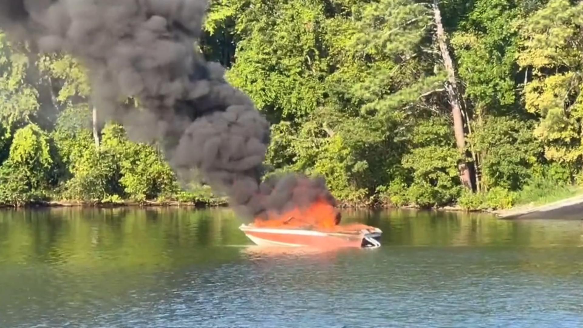 The Georgia Department of Natural Resources said everyone got off the boat and one person had a small burn on the hand. The vessel is a total loss.