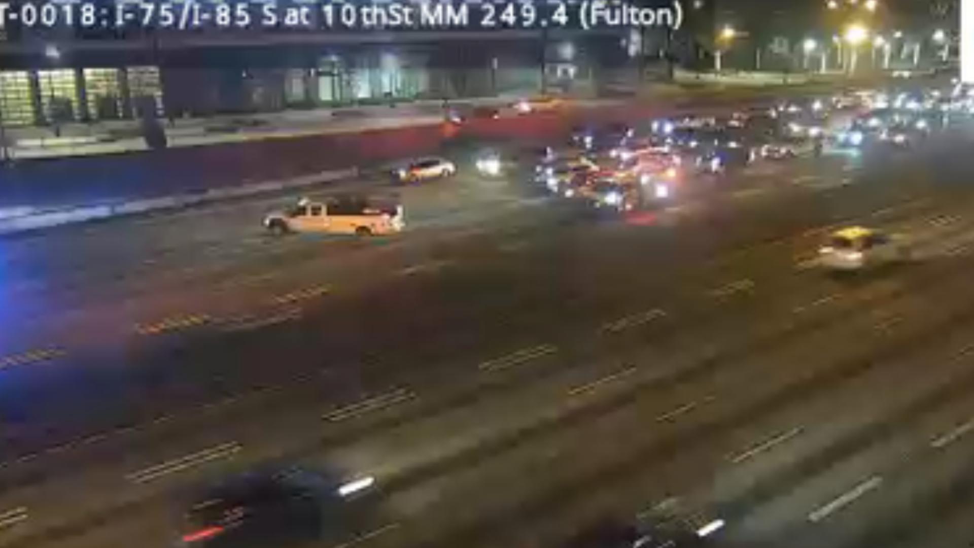 I 75 85 Atlanta traffic now crash backup on Downtown Connector ...