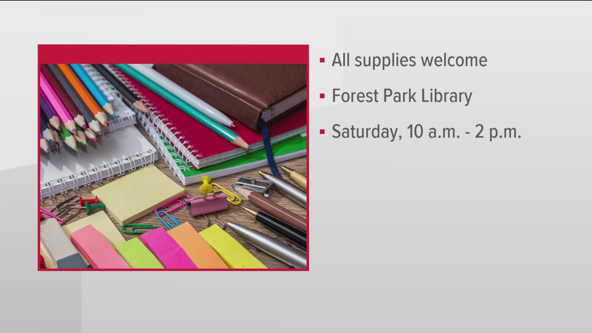 Bring school supplies for students to start off the new school year when they return in August.