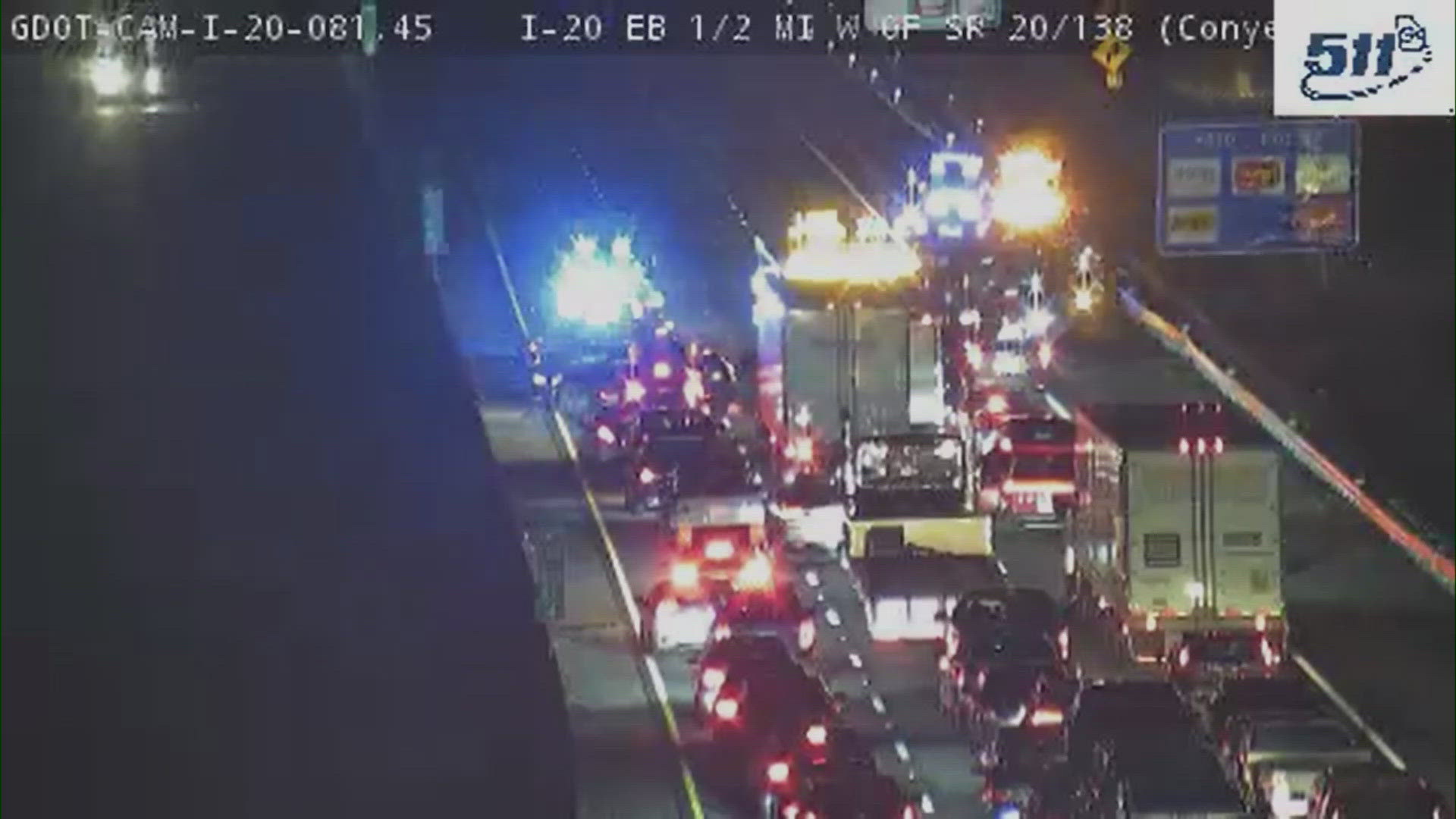 I-20 shut down in Rockdale County after major crash in Conyers