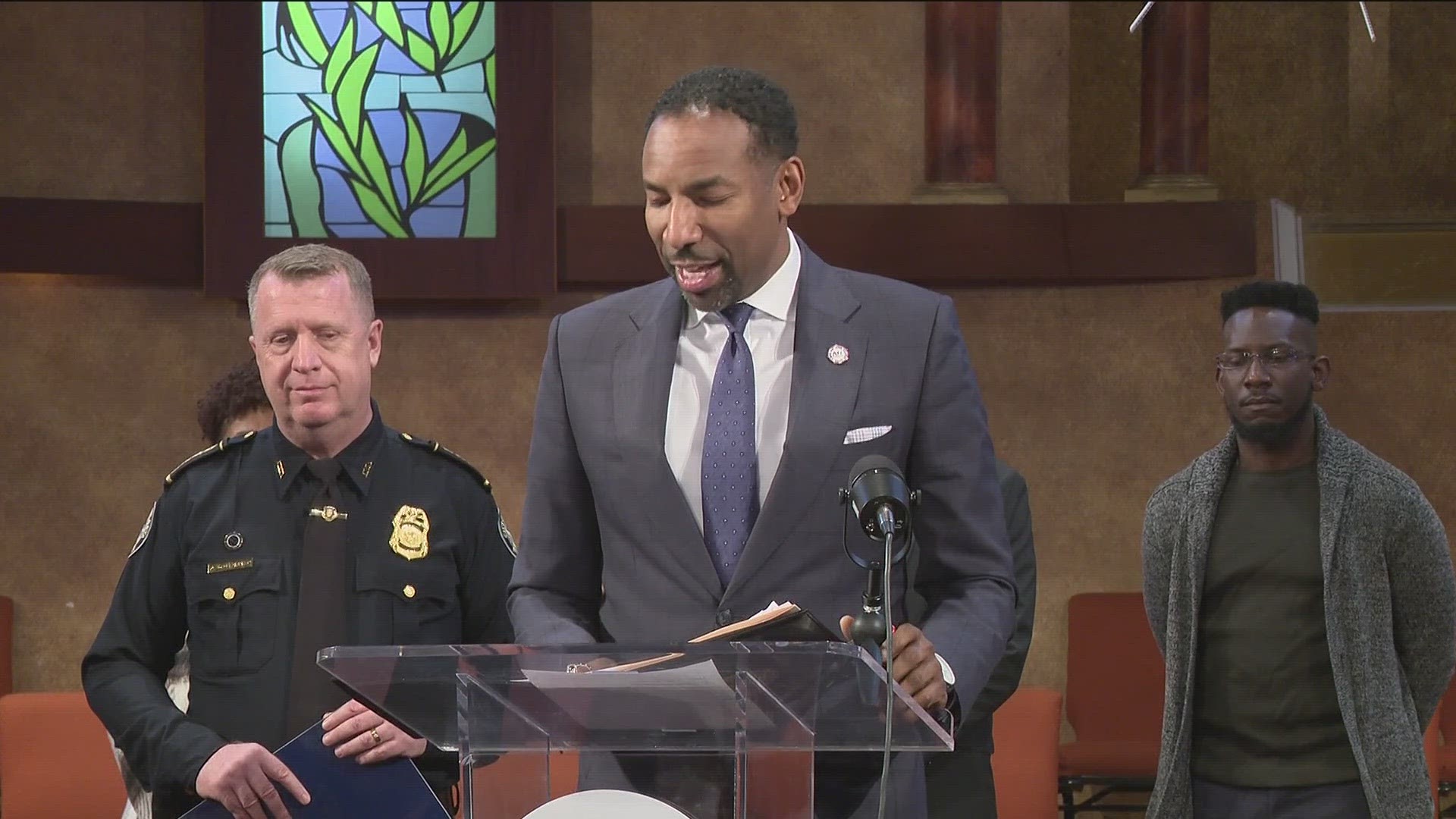 Atlanta Mayor Andre Dickens and Atlanta Police Chief Darin Schierbaum held a joint press conference on Thursday to discuss what they described as the city's downward