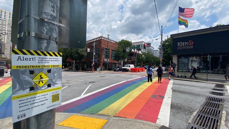 'Pedestrian scramble' installed at rainbow crosswalks in Midtown