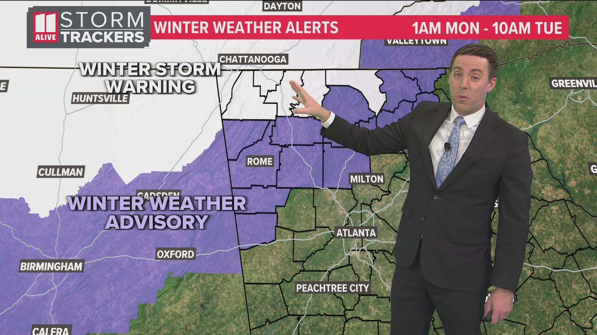 A robust storm system is moving across the Southeast and is the reason why some north Georgia counties are under a Winter Storm Warning.