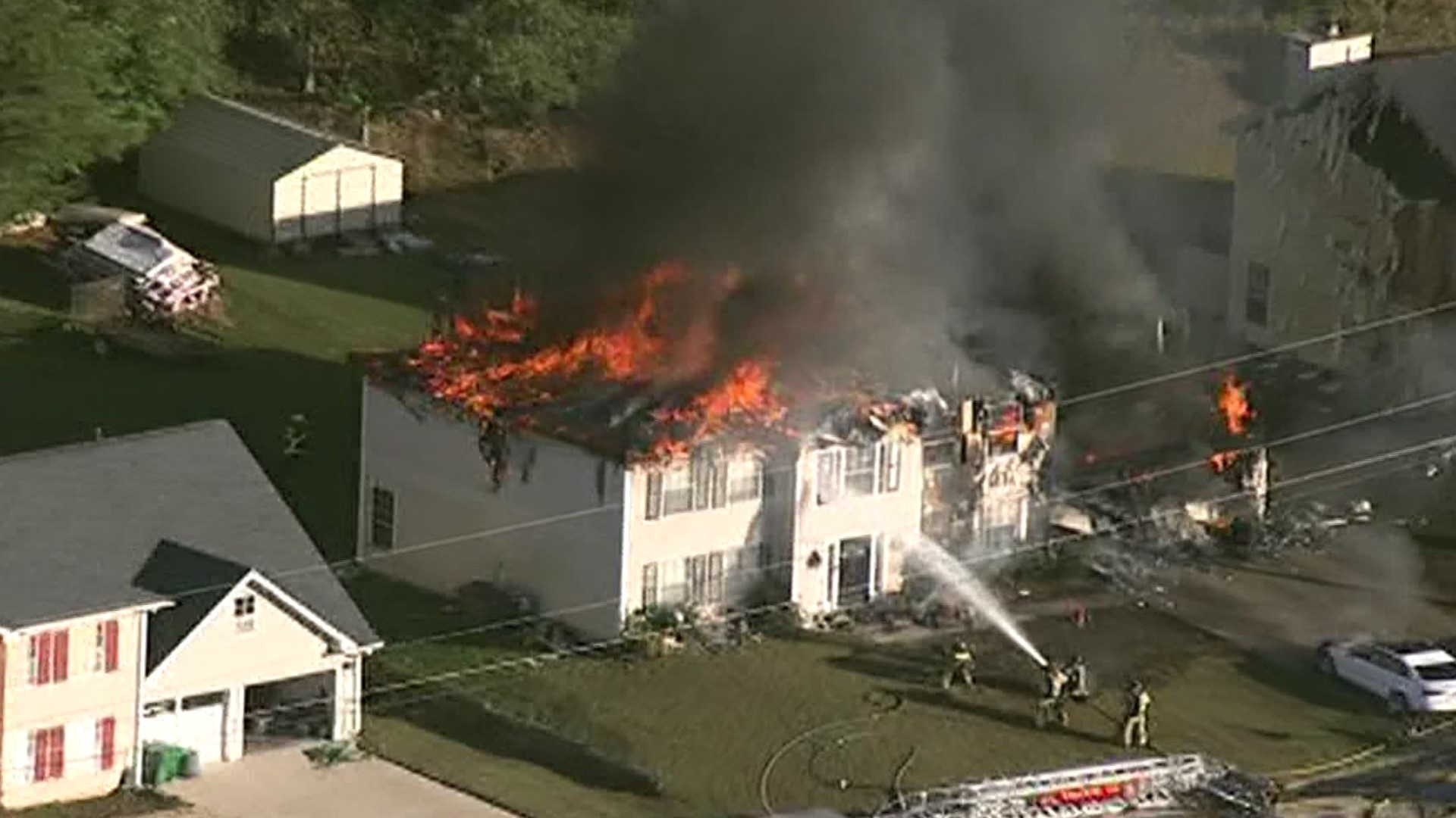The fire is at a two-story home in DeKalb County.