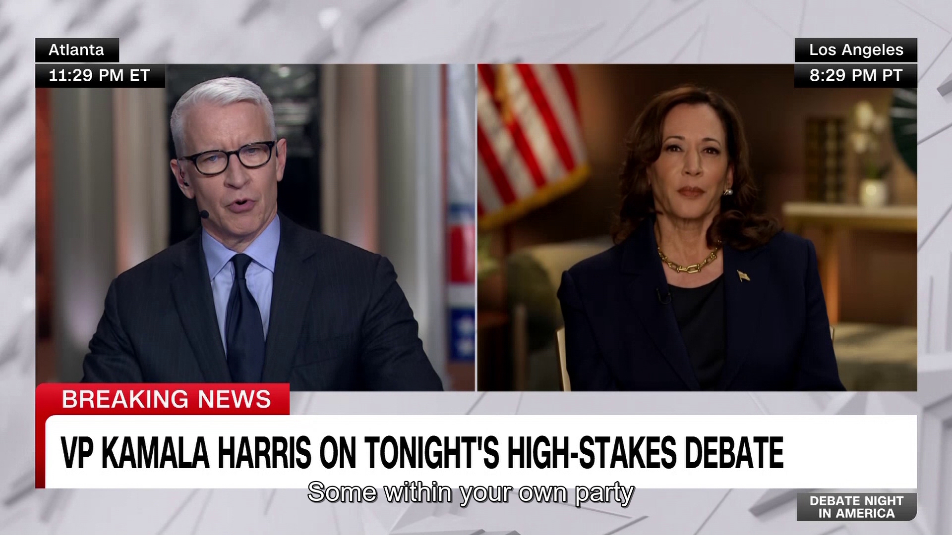 Vice President Kamala Harris sat down with CNN's Anderson Cooper on Thursday night following the first presidential debate in Atlanta.